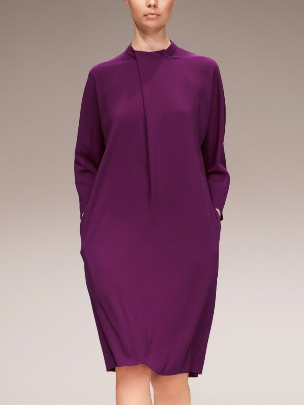 Escada AW17 Runway Dao Purple Calla Crepe Belted Dress